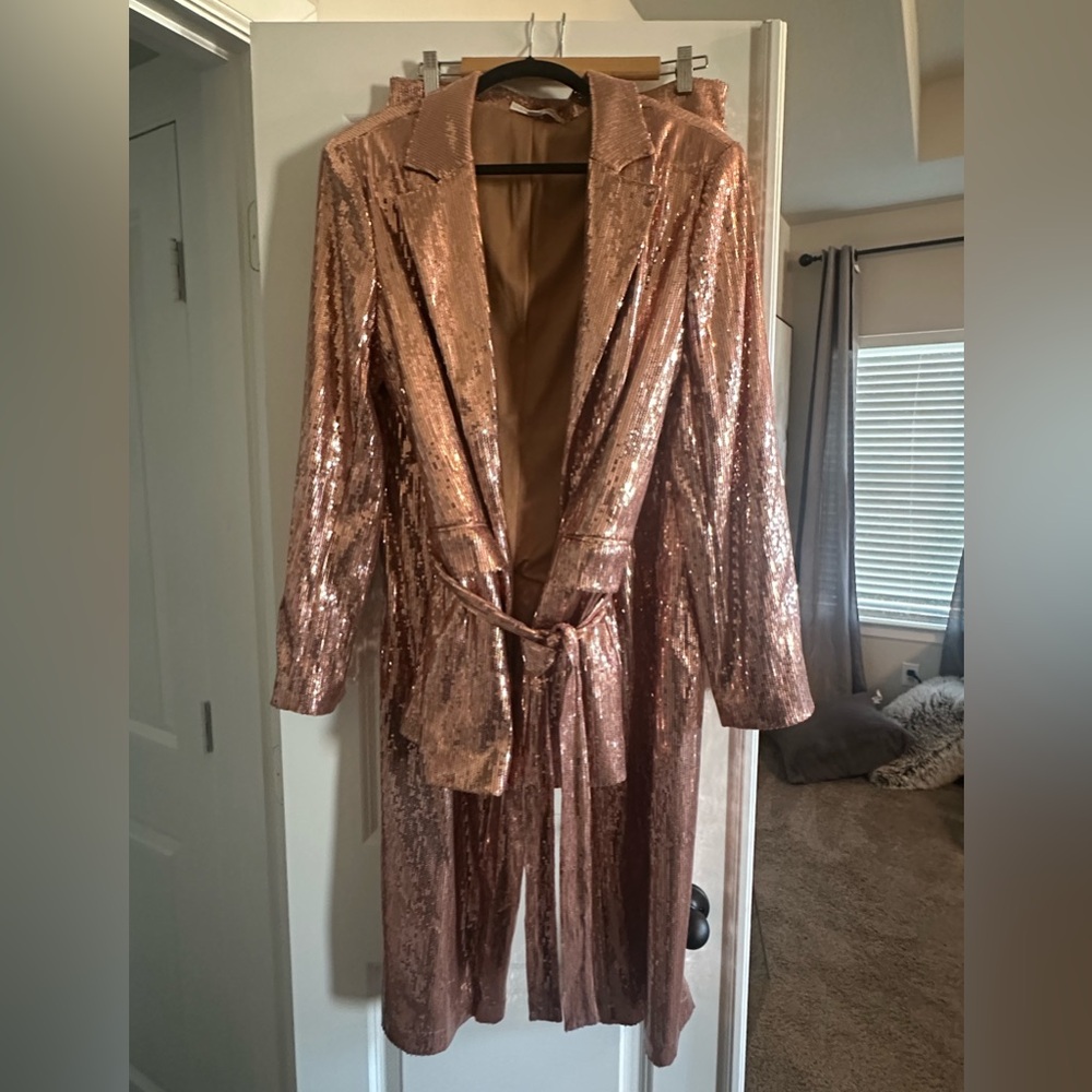 INC International Concepts Rose Gold Sequin Blazer